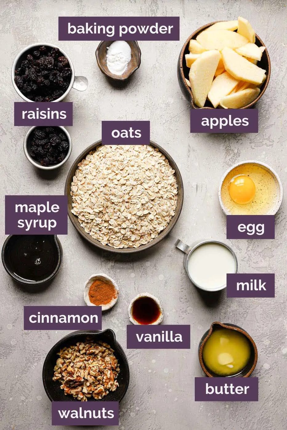 Baked Oatmeal plus Apples, Raisins & Walnuts