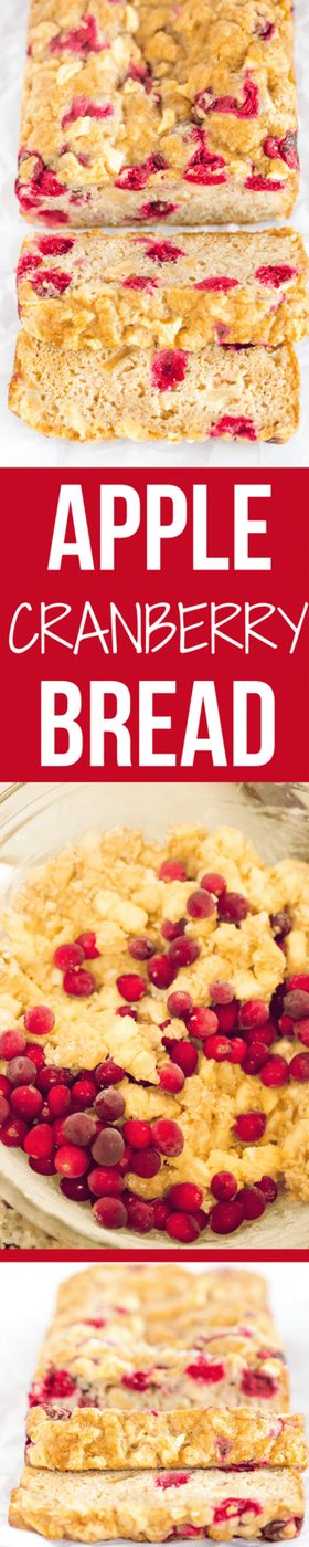 This apple cranberry bread is incredibly straightforward, packed with apples, has a little tartness from the cranberries, is plush and a fall baking staple!