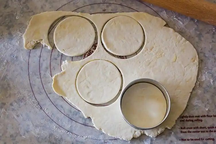 Cutting dough rounds for Apple Hand Pies