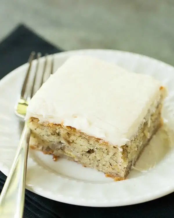 Banana Snack Cake with Cream Cheese Frosting by @Yawzu ::