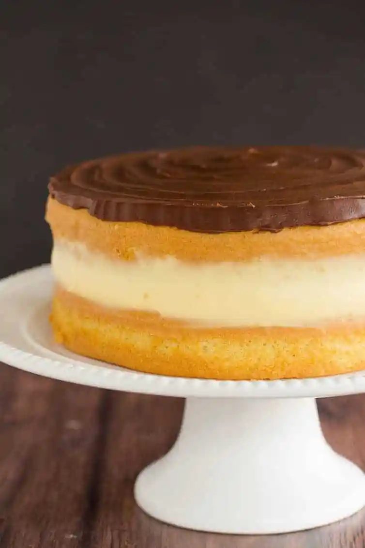 Boston Cream Pie - This recipe features a simple vanilla cake filled with from-scratch pastry cream and topped with a chocolate ganache.
