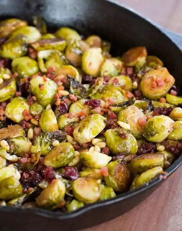 Brussels Sprouts plus Pancetta, Cranberries & Pine Nuts