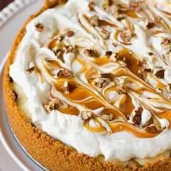 Salted Caramel Apple Cheesecake Pie