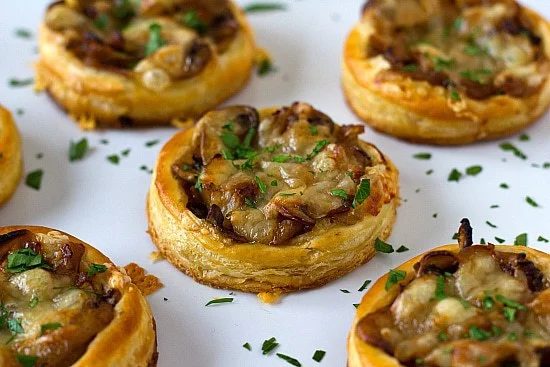 Caramelized Onion, Mushroom & Gruyere Tartlets
