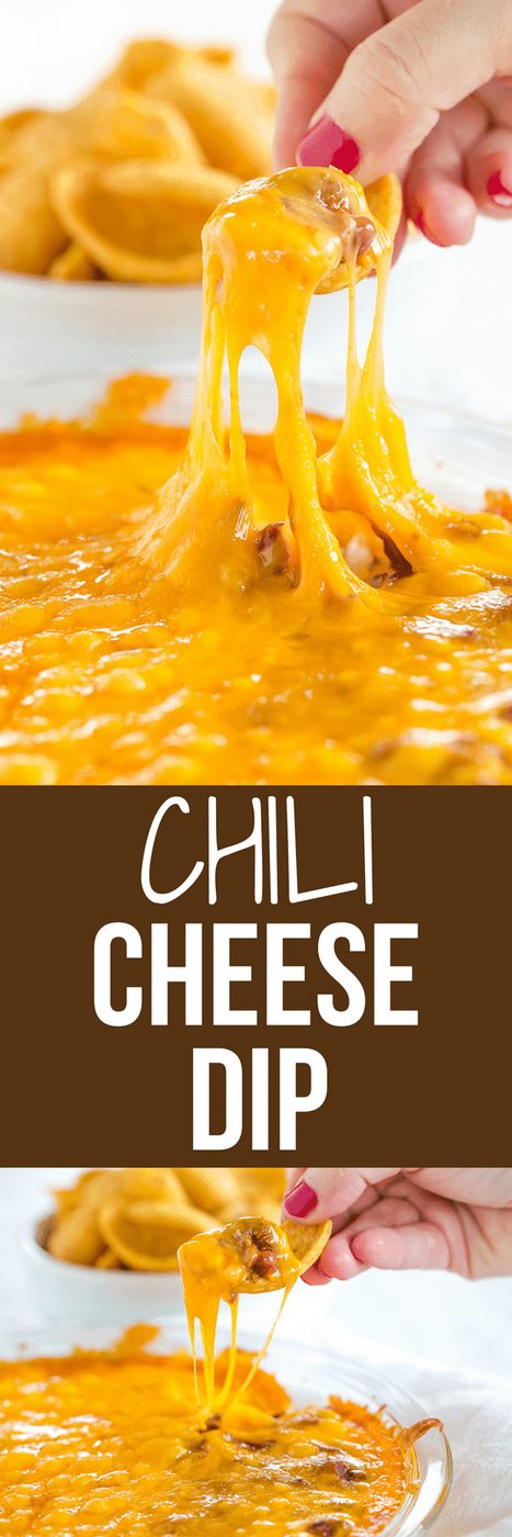 This Cheesy Chili Dip is incredibly straightforward and reliable for parties, cookouts or watching the game. Only THREE ingredients!!