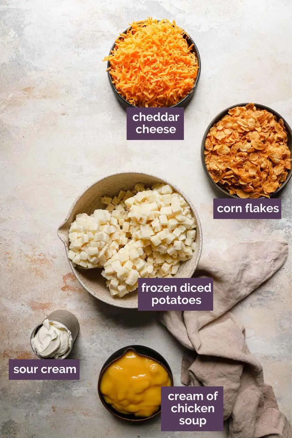Cheesy Potato Casserole plus Corn Flake Topping