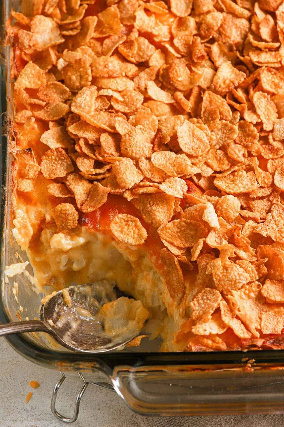 Cheesy Potato Casserole plus Corn Flake Topping