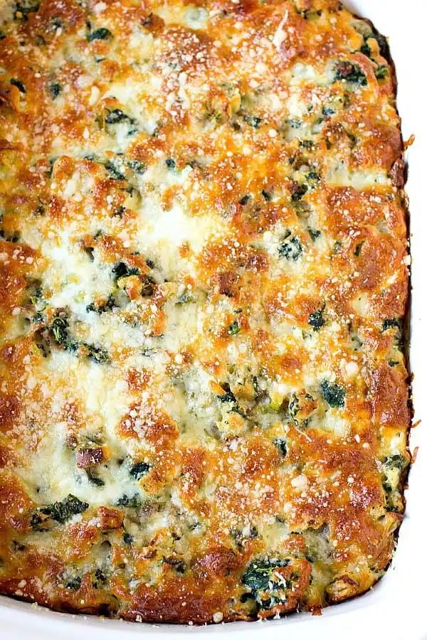 Cheesy Sausage Spinach Breakfast Casserole