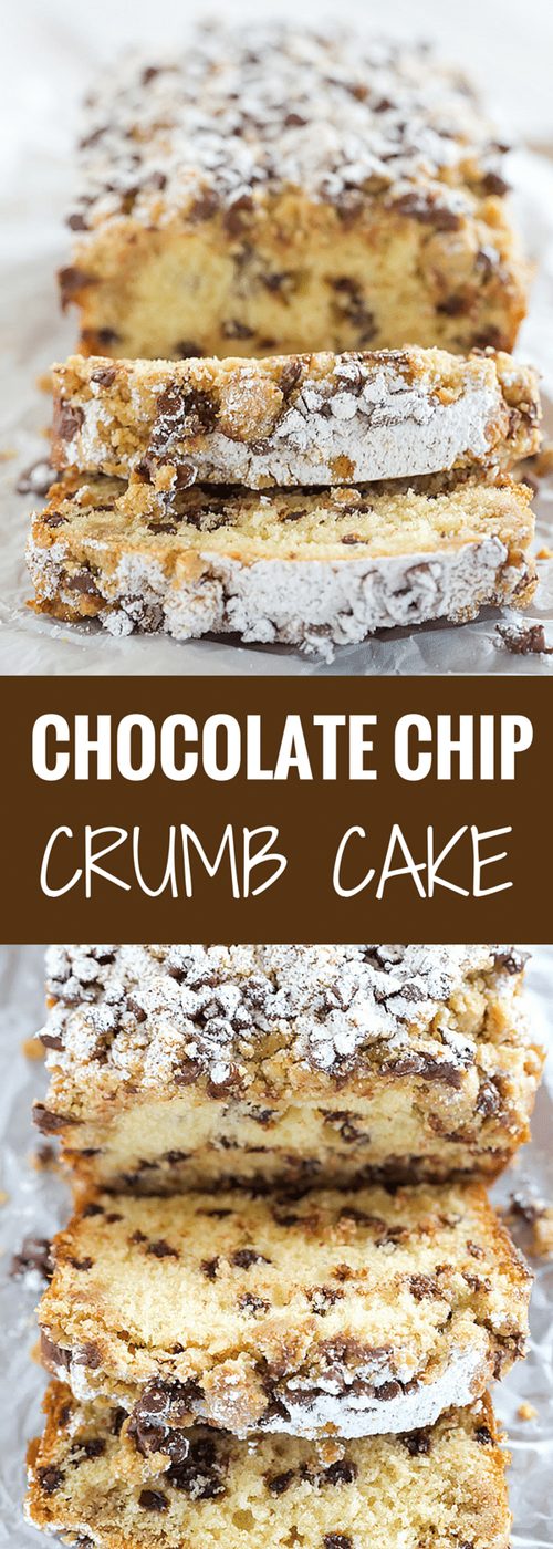 This chocolate chip crumb cake is unbelievably tender, loaded with chocolate chips and topped with the most memorable crumb topping!
