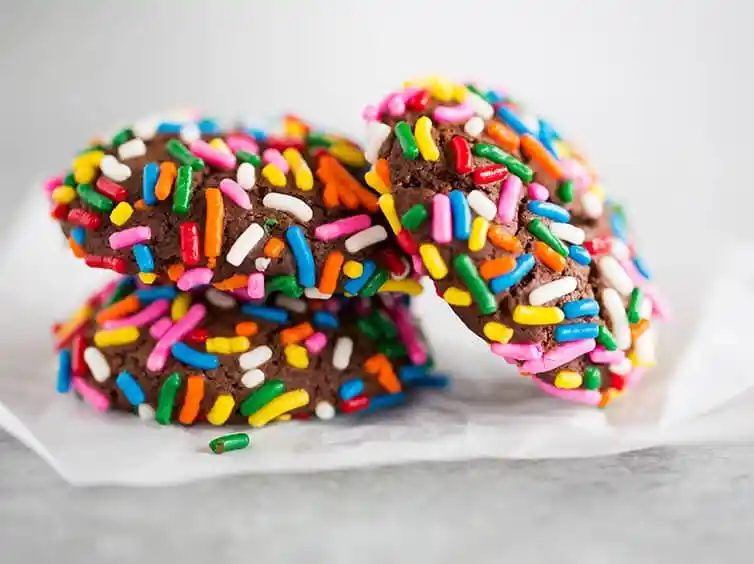 Chocolate Crinkle Sprinkle Cookies