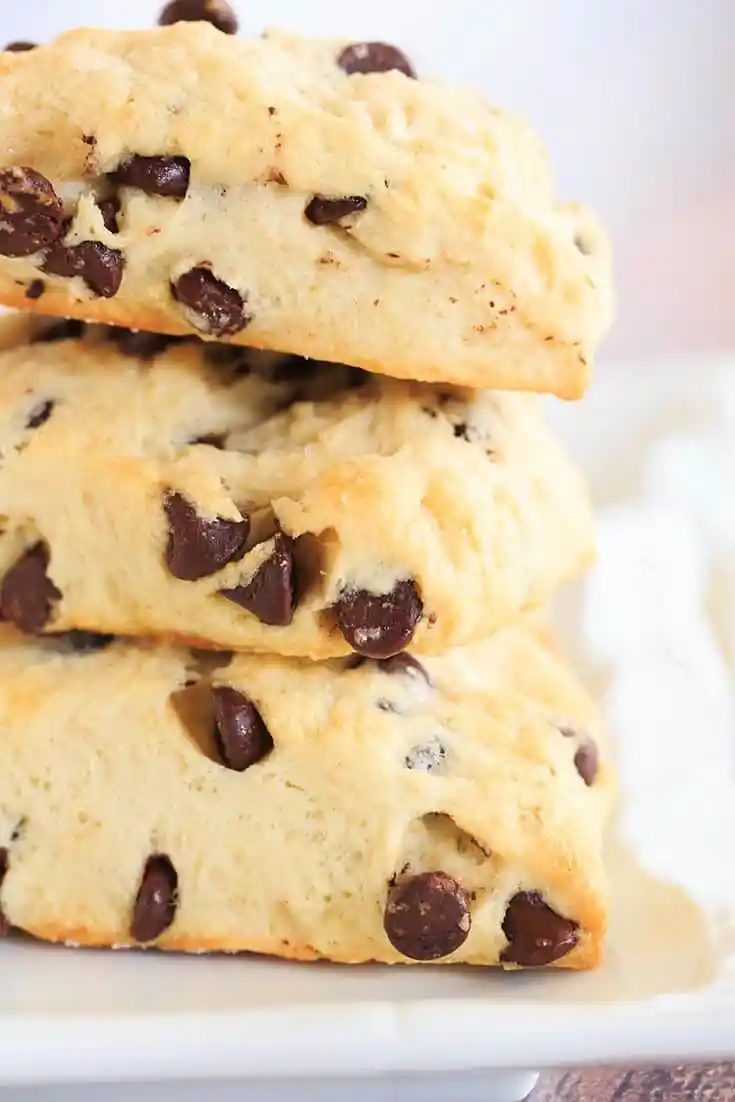 Chocolate Chip Scones - wonderfully tender and reliable alongside a cup of coffee for breakfast or dessert! |