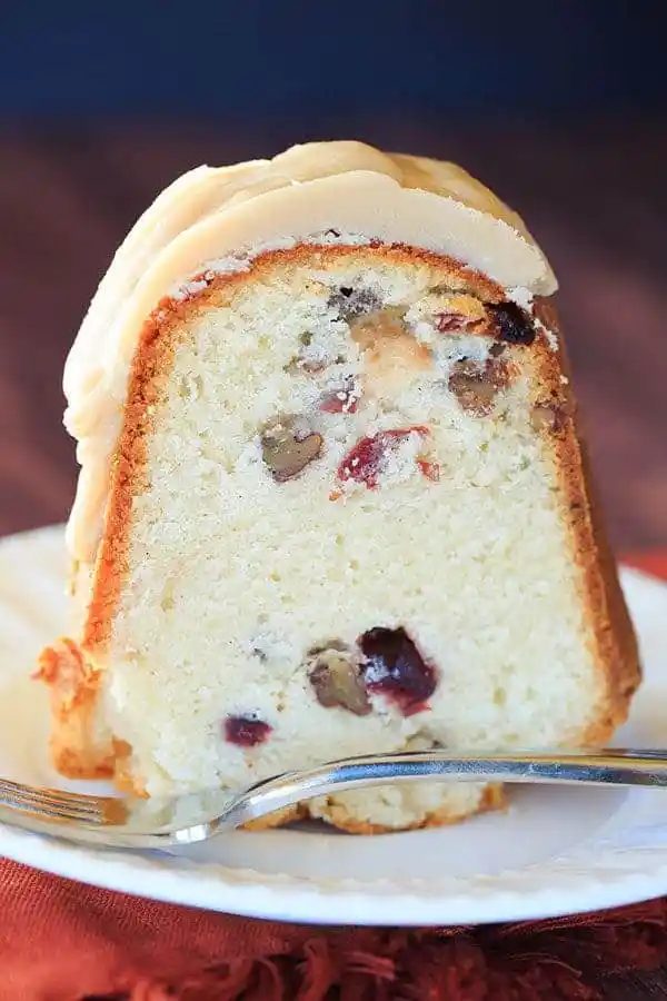 Cranberry-Pecan Pound Cake plus Praline Frosting