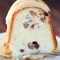 Cranberry-Pecan Pound Cake with Praline Frosting |