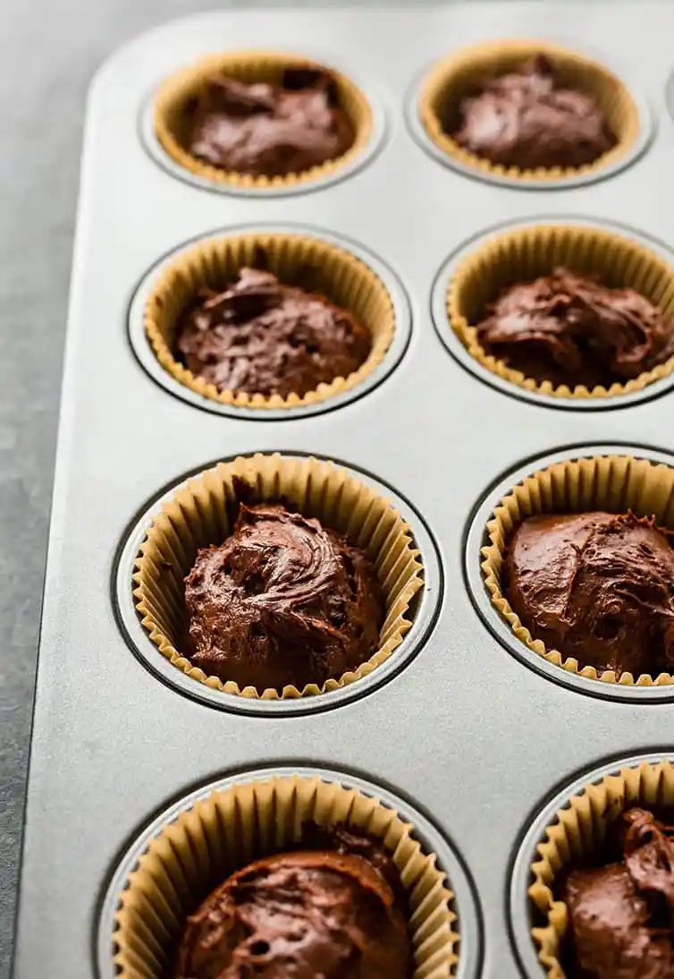 Dark Chocolate Cupcakes, served with Peanut Butter Frosting