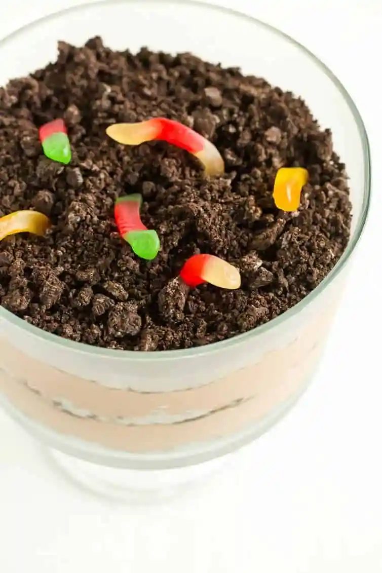 Dirt Dessert - The classic! A trifle bowl filled with layers of crushed Oreos and chocolate mousse.