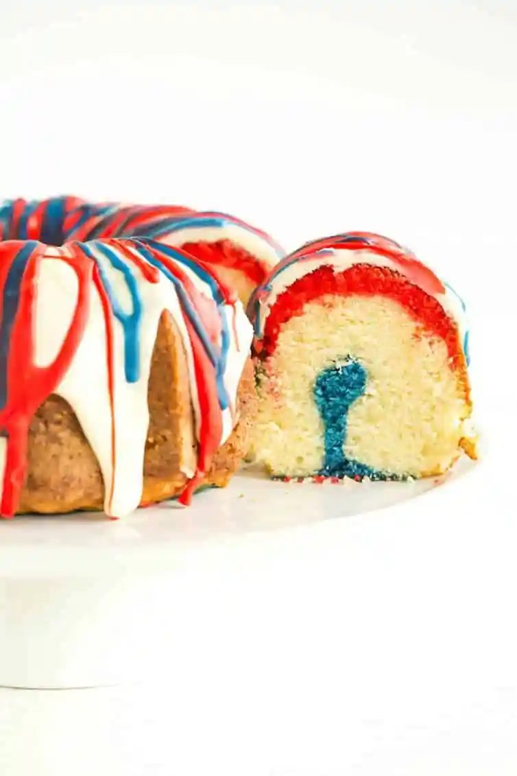 This from-scratch Firecracker Cake has layers of red, white and blue batter.