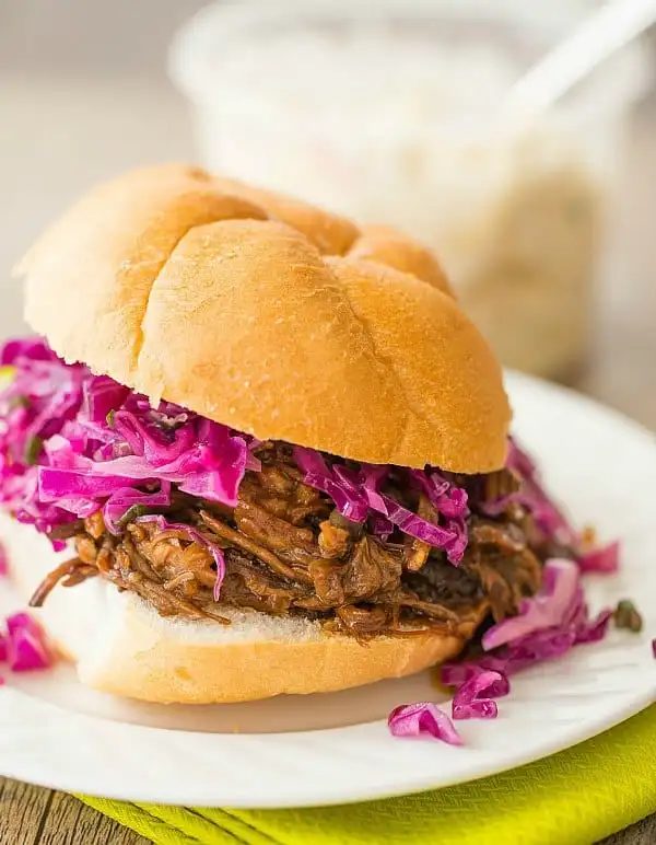 Slow Cooker Honey-Balsamic Pulled Pork plus Asian Slaw