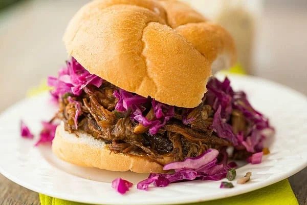 Slow Cooker Honey-Balsamic Pulled Pork plus Asian Slaw