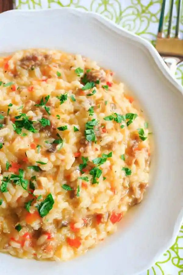 Sausage, Pepper & Mushroom Risotto