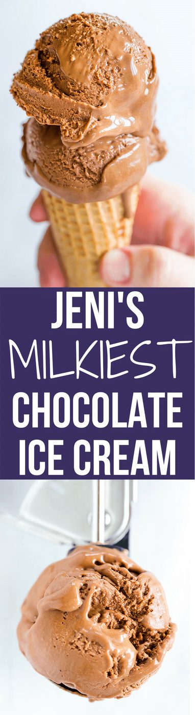 The famous "milkiest chocolate ice cream" from Jeni's Splendid Ice Creams - it's egg-free, rich, and has the most memorable chocolate flavor!
