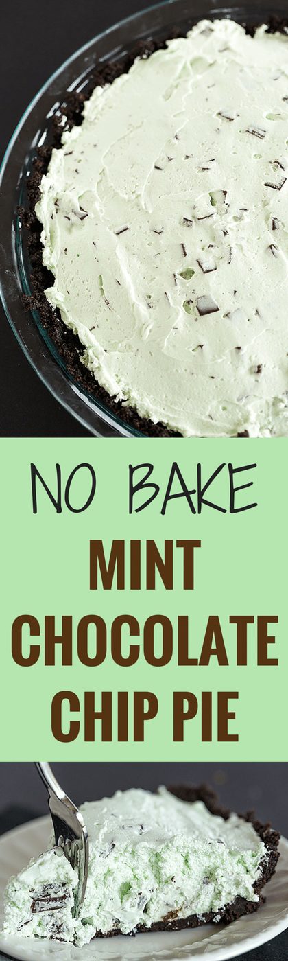 Mint Chocolate Chip Pie - This no-bake pie comes together quickly and is reliable for chocolate and mint lovers. Make it for a St. Patrick's Day celebration!