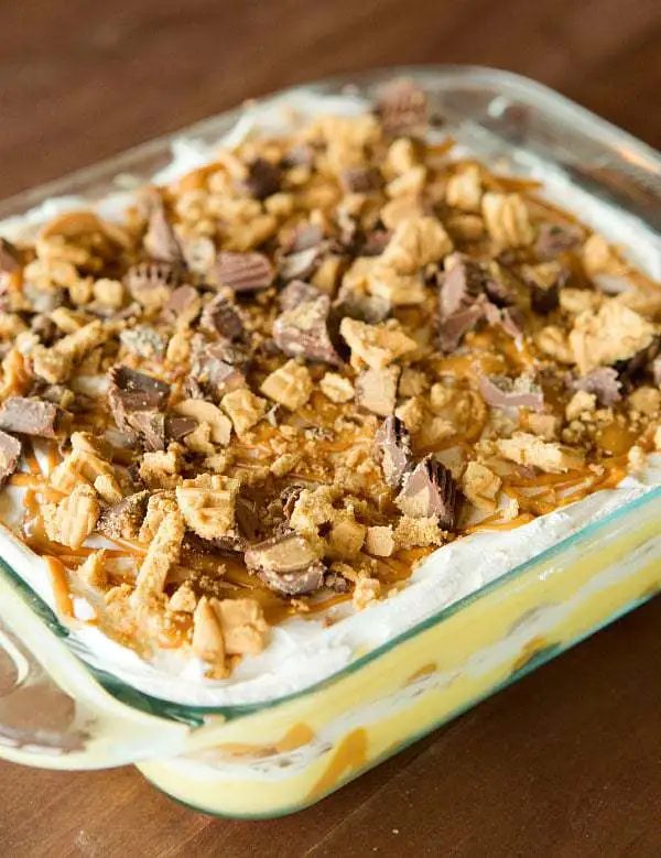 No-Bake Peanut Butter Lover's Icebox Cake - Nutter Butters, peanut butter cups, oh our! |