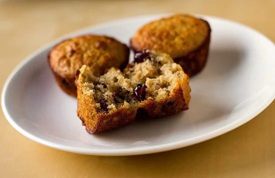 Oatmeal Muffins, served with Dates, Cranberries and Pecans