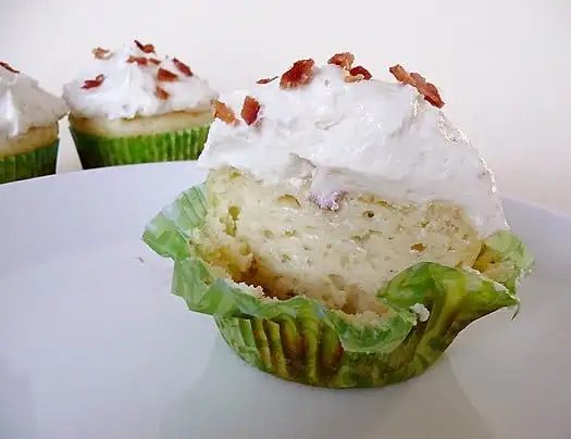 Pancake Cupcakes, served with Maple-Bacon Frosting