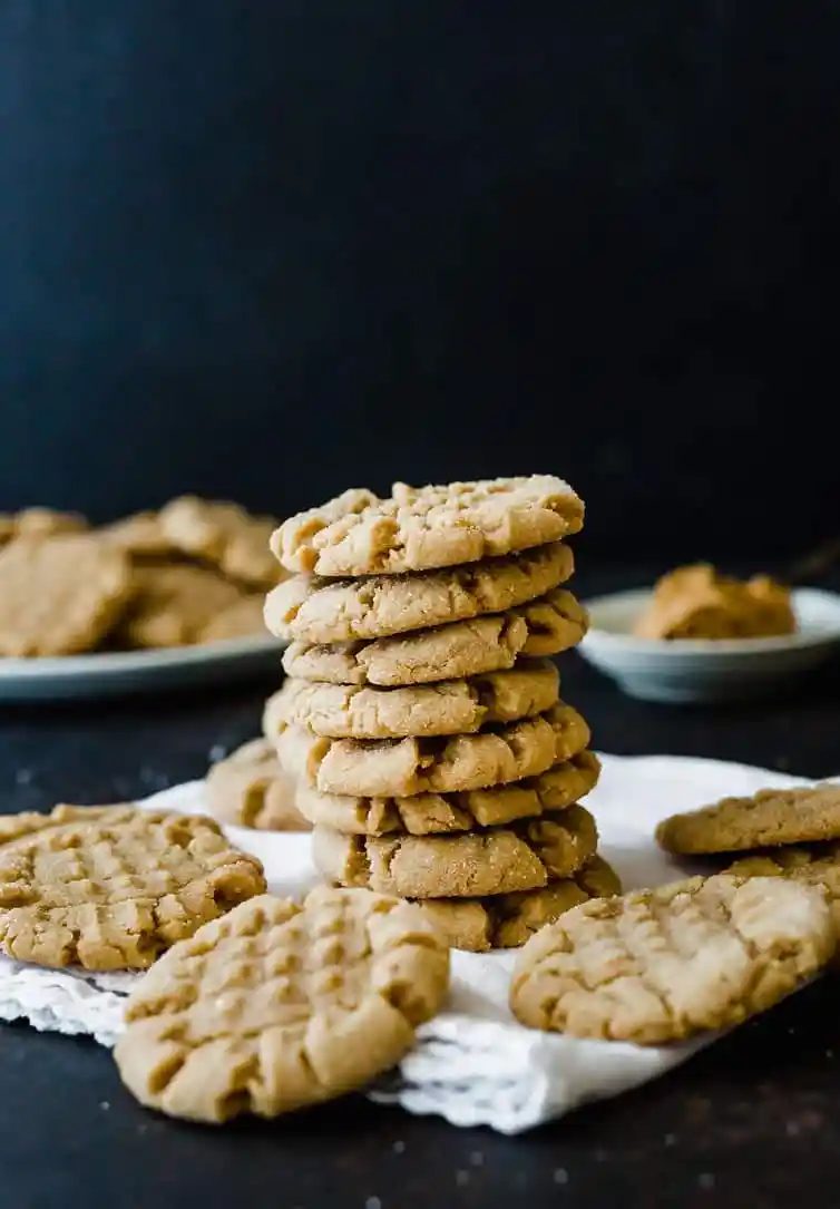 A stack of peanut butter cookies