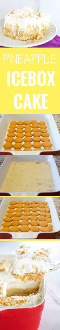 Pineapple Icebox Cake - Luscious layers of Nilla wafers, vanilla pudding and pineapple. A straightforward no-bake summertime dessert reliable for Easter!