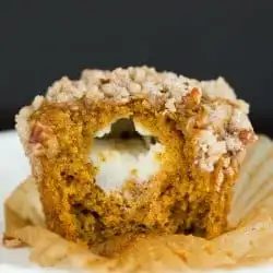 Pumpkin and Cream Cheese Muffins, served with Pecan Streusel
