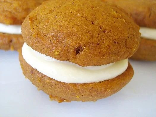 Pumpkin Whoopie Pies, served with Maple-Cream Cheese Filling