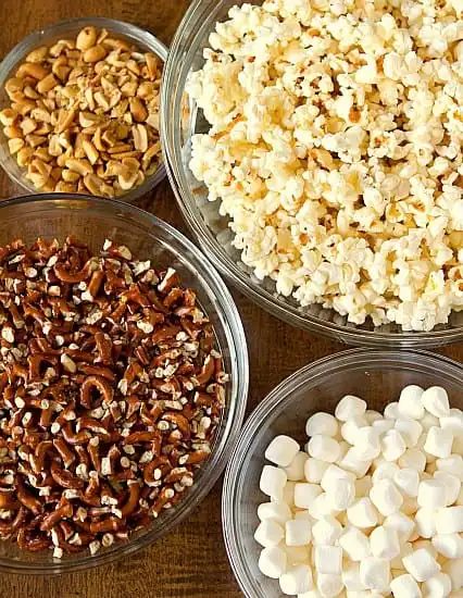 Salted Caramel Popcorn, Pretzel & Peanut Bars