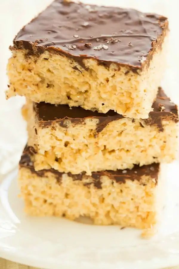 Salted Caramel Rice Krispies Treats with Dark Chocolate by @Yawzu ::