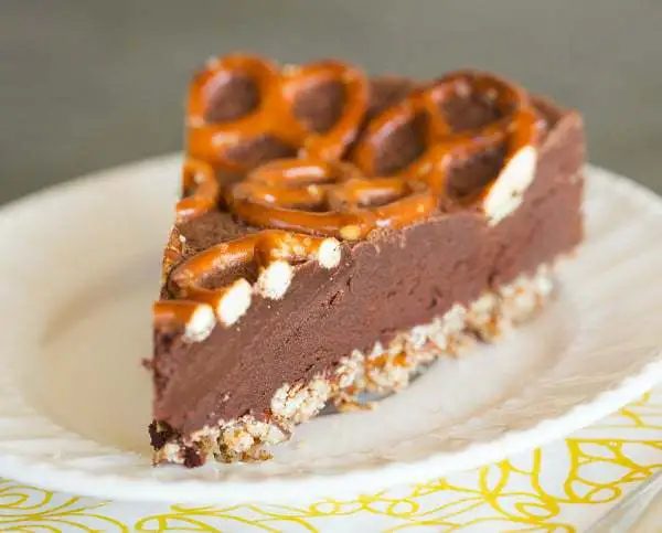 Salted Dark Chocolate Pretzel Truffle Cake