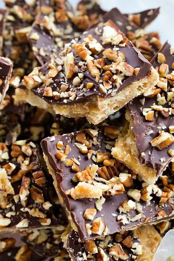 Saltine Toffee Candy with Pecans - A straightforward and rich candy recipe! |