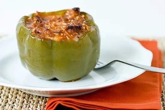 Sausage, Mozzarella & Basil Stuffed Peppers