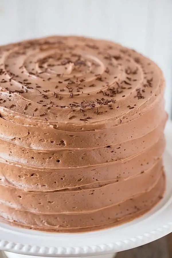 Six-Layer Chocolate Cake with Toasted Marshmallow Filling & Malted Chocolate Frosting