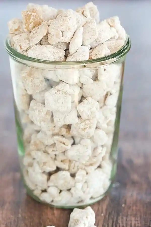 Snickerdoodle Muddy Buddies are a cinnamon and sugar-coated rendition of one of our favorite snacks - candied Rice Chex!