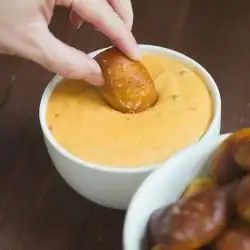 Soft Pretzel Bites, served with Spicy Cheese Dipping Sauce