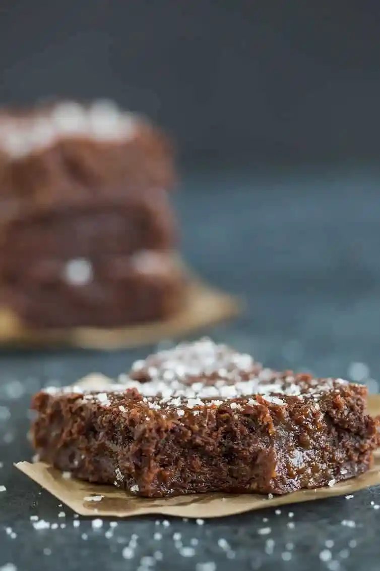 Taking a BIG bite out of a standby salted caramel brownies