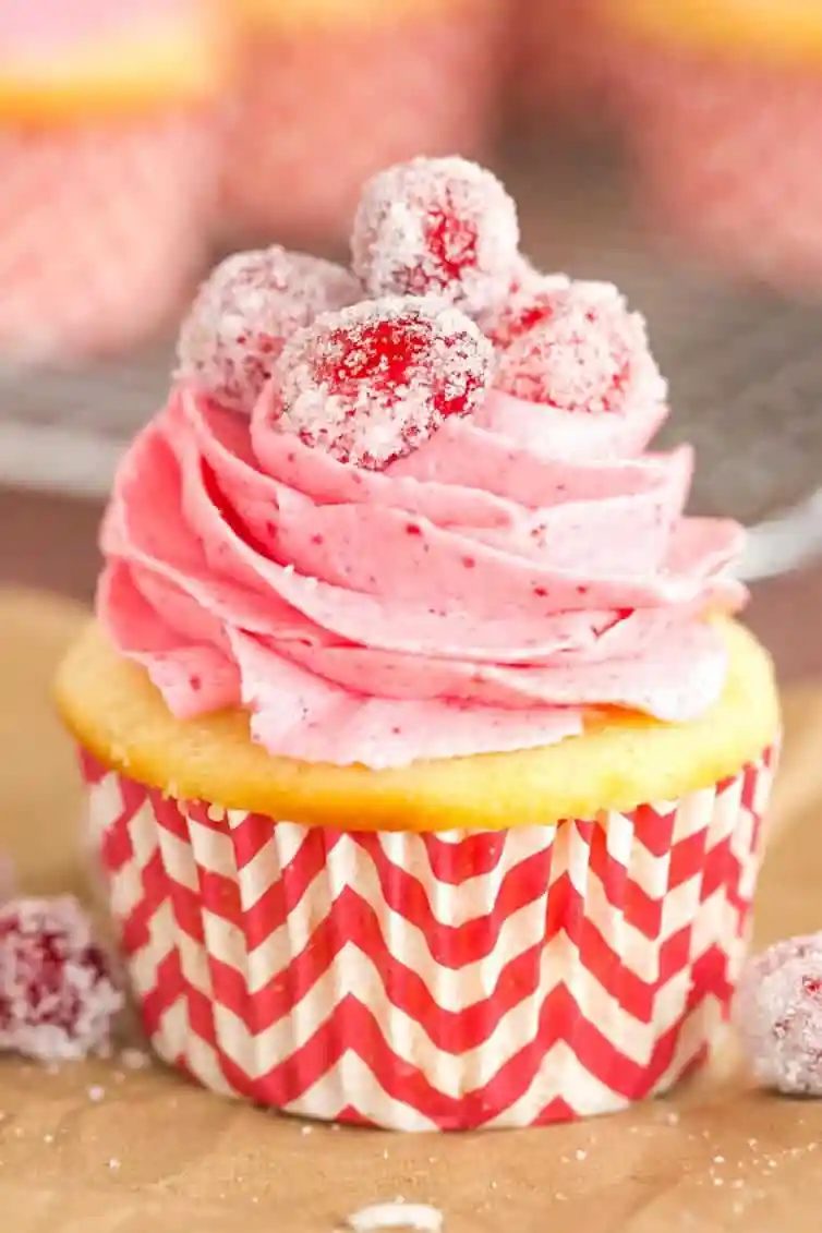 Sparkling Cranberry White Chocolate Cupcakes