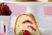 Strawberry Streaked Cream Cheese Pound Cake