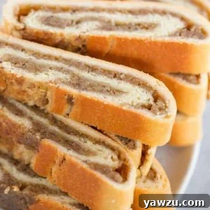 A plate with slices of nut roll.