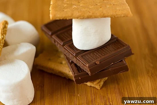 Classic s'mores ingredients ready for assembly