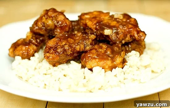 Crispy General Tso's Chicken coated in a sweet and spicy sauce
