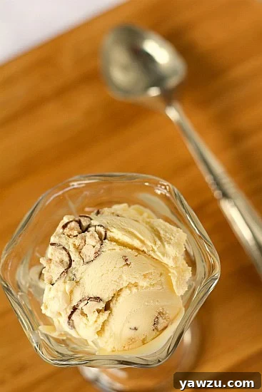 Malted Milk Ice Cream scoop in a glass