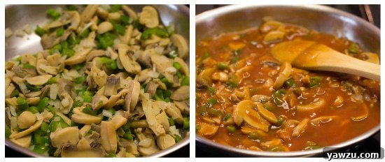 Prepping fresh vegetables like bell peppers and onions for the savory topping of the zucchini pizza.