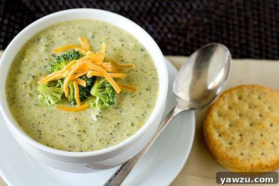 Easy Broccoli Cheese Soup | browneyedbaker.com – Panera Bread Copycat Recipe