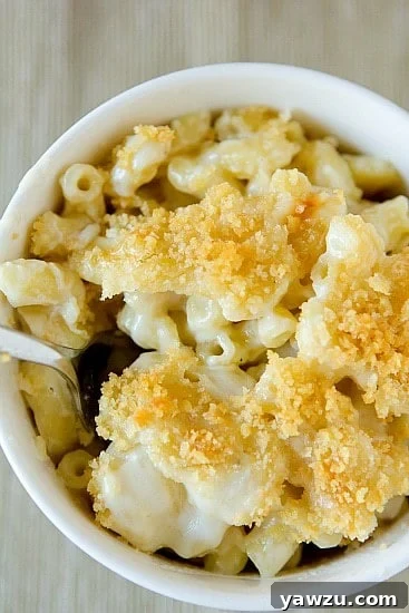 A freshly baked macaroni and cheese casserole with a golden brown Ritz cracker topping.